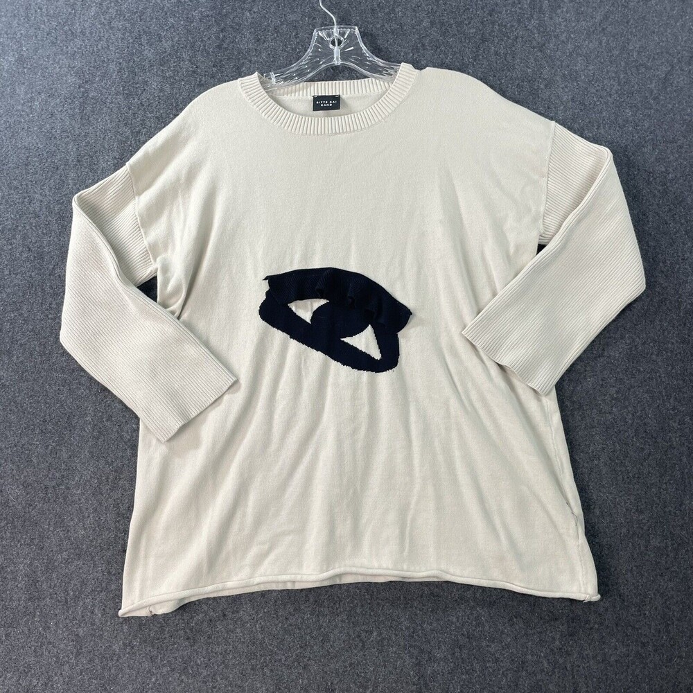 Bitte Kai Rand Sweater Women’s Medium Beige Eye Lashes Pullover Sweatshirt